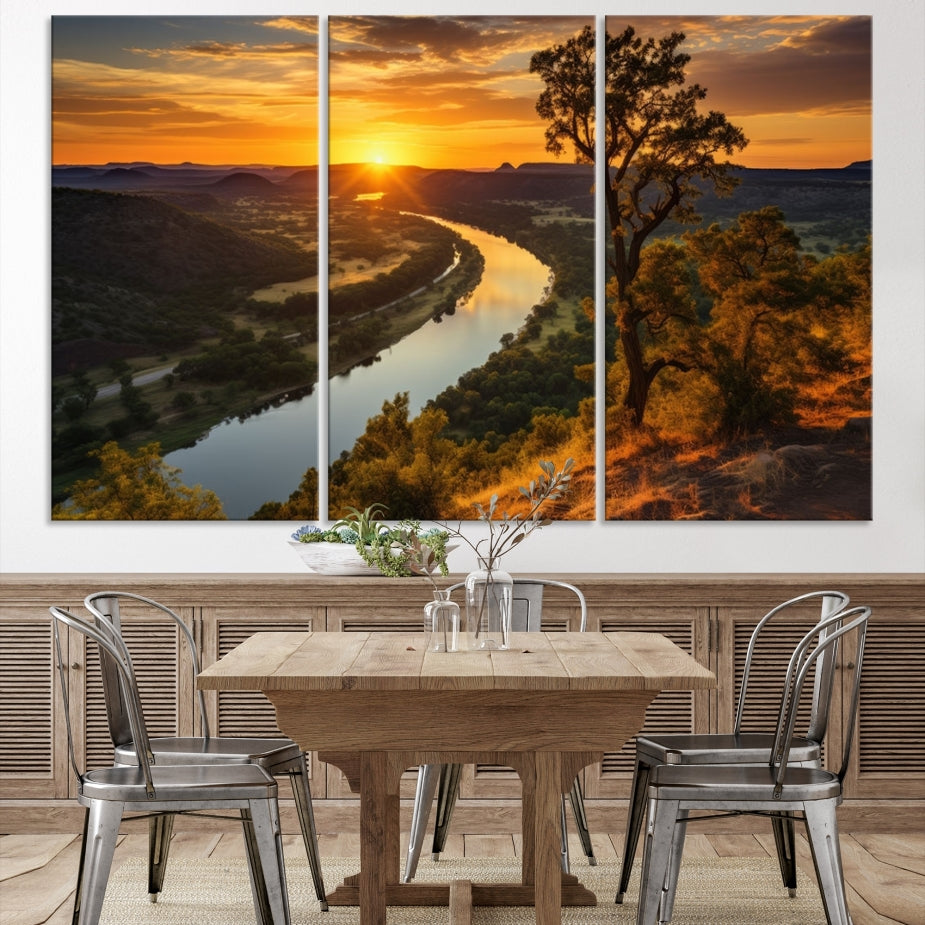 Large Sunset Print Set of Landscape Canvas Wall Art Nature Printed Art Home Decor