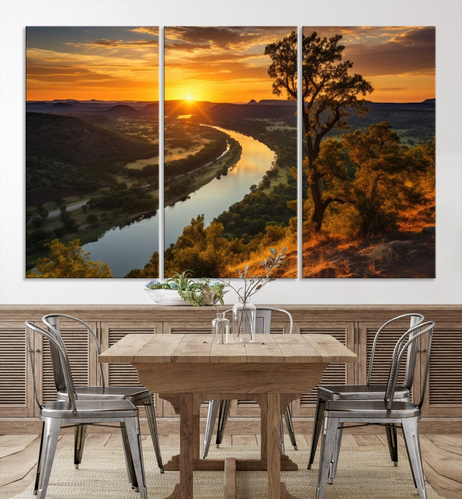 Large Sunset Print Set of Landscape Canvas Wall Art Nature Printed Art Home Decor