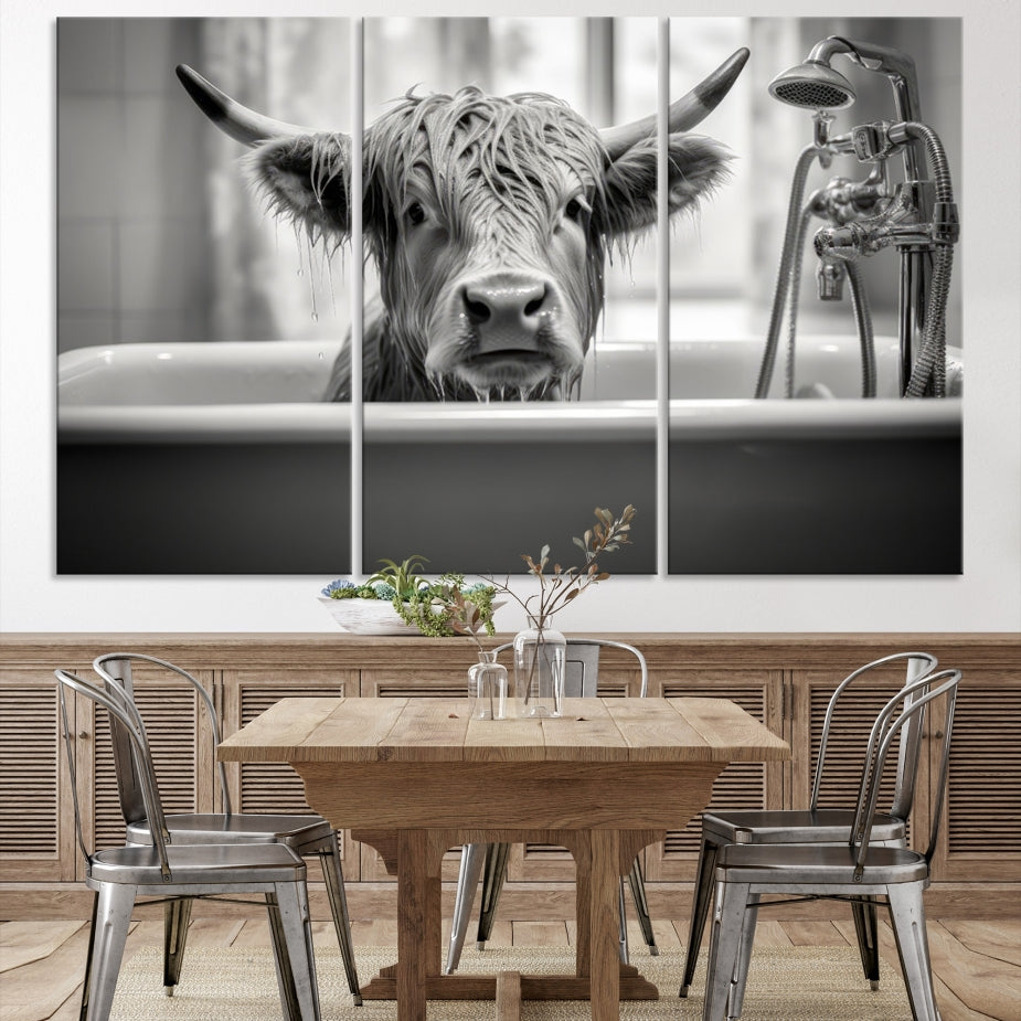 Piece Cow Canvas Print Highland Cow Animal Wall Art for Living Room, Cabin Wall Decor