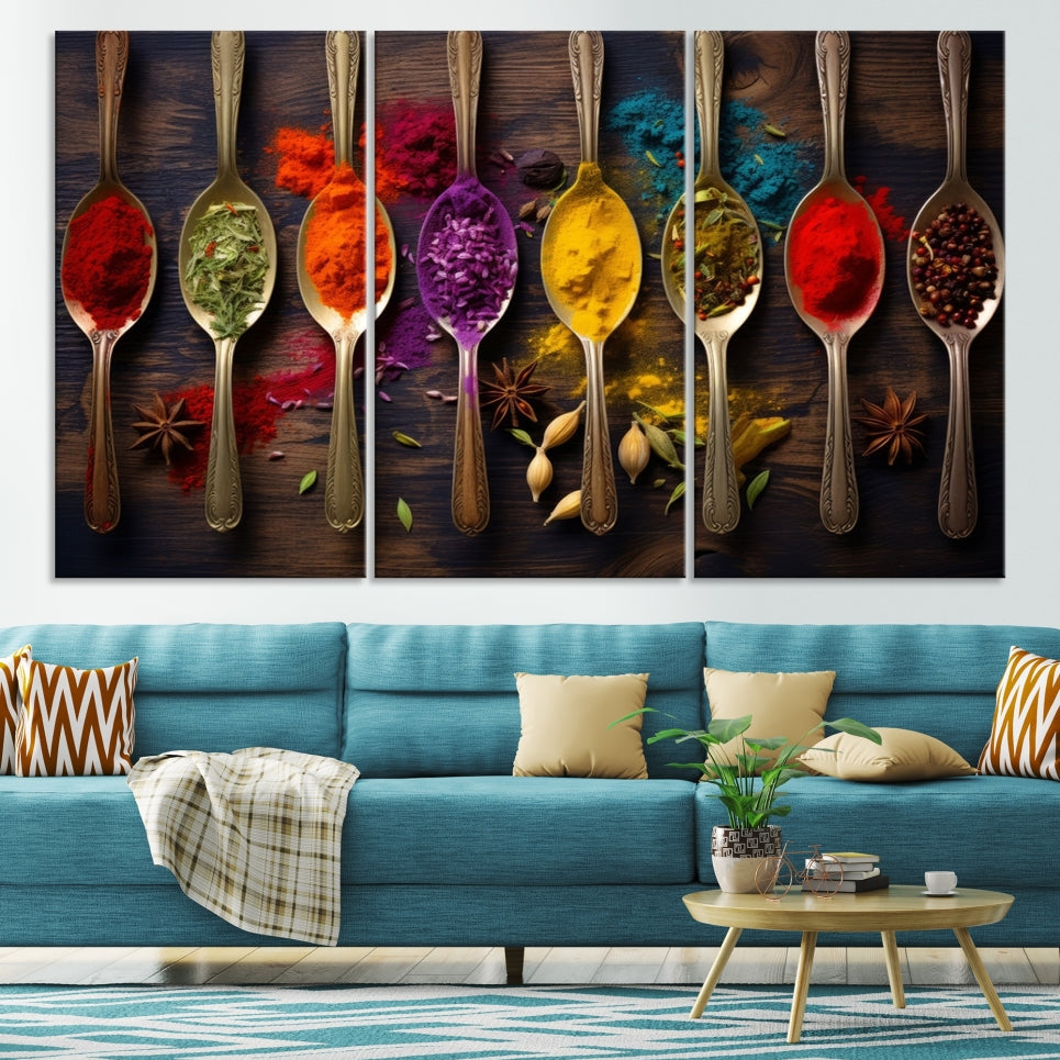 Choice Of Spices Art Canvas Print, Framed Canvas Kitchen Wall Decor, Set of Panel, Kitchen Gift for Chefs