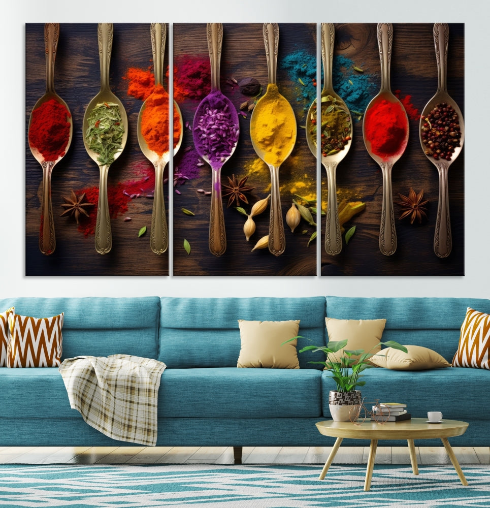 Choice Of Spices Art Canvas Print, Framed Canvas Kitchen Wall Decor, Set of Panel, Kitchen Gift for Chefs