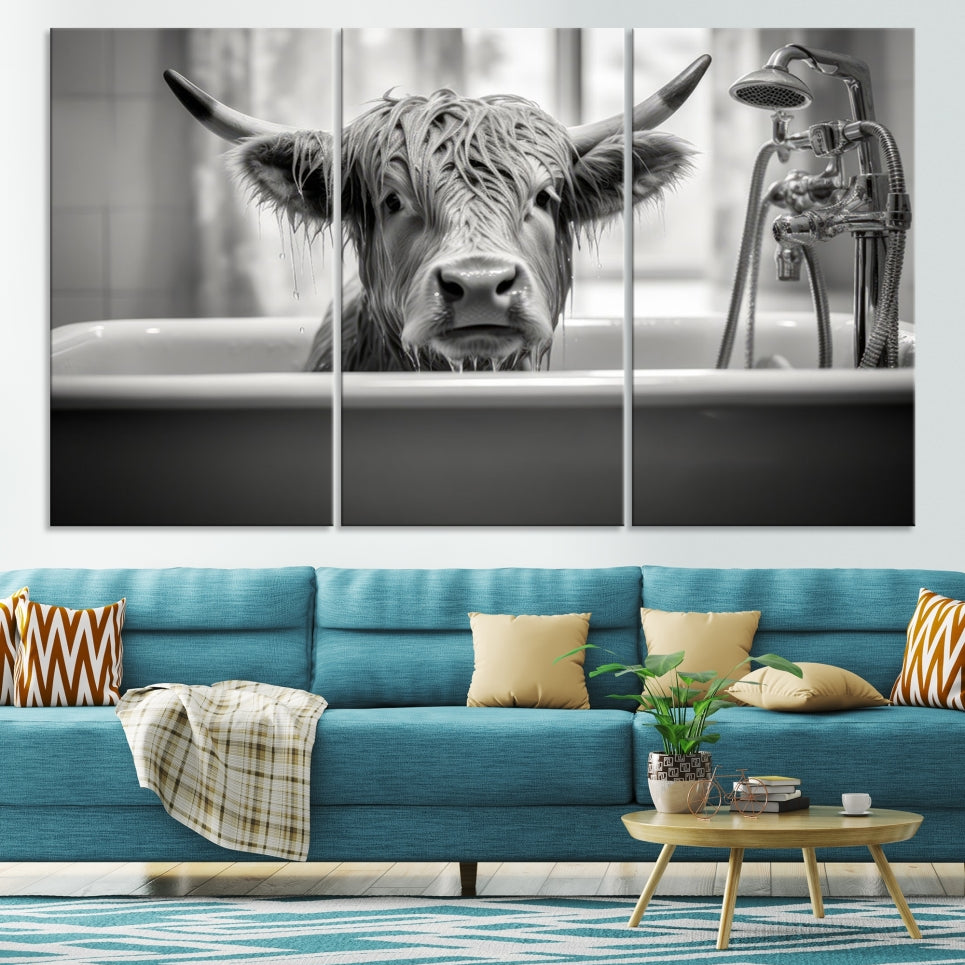 Piece Cow Canvas Print Highland Cow Animal Wall Art for Living Room, Cabin Wall Decor