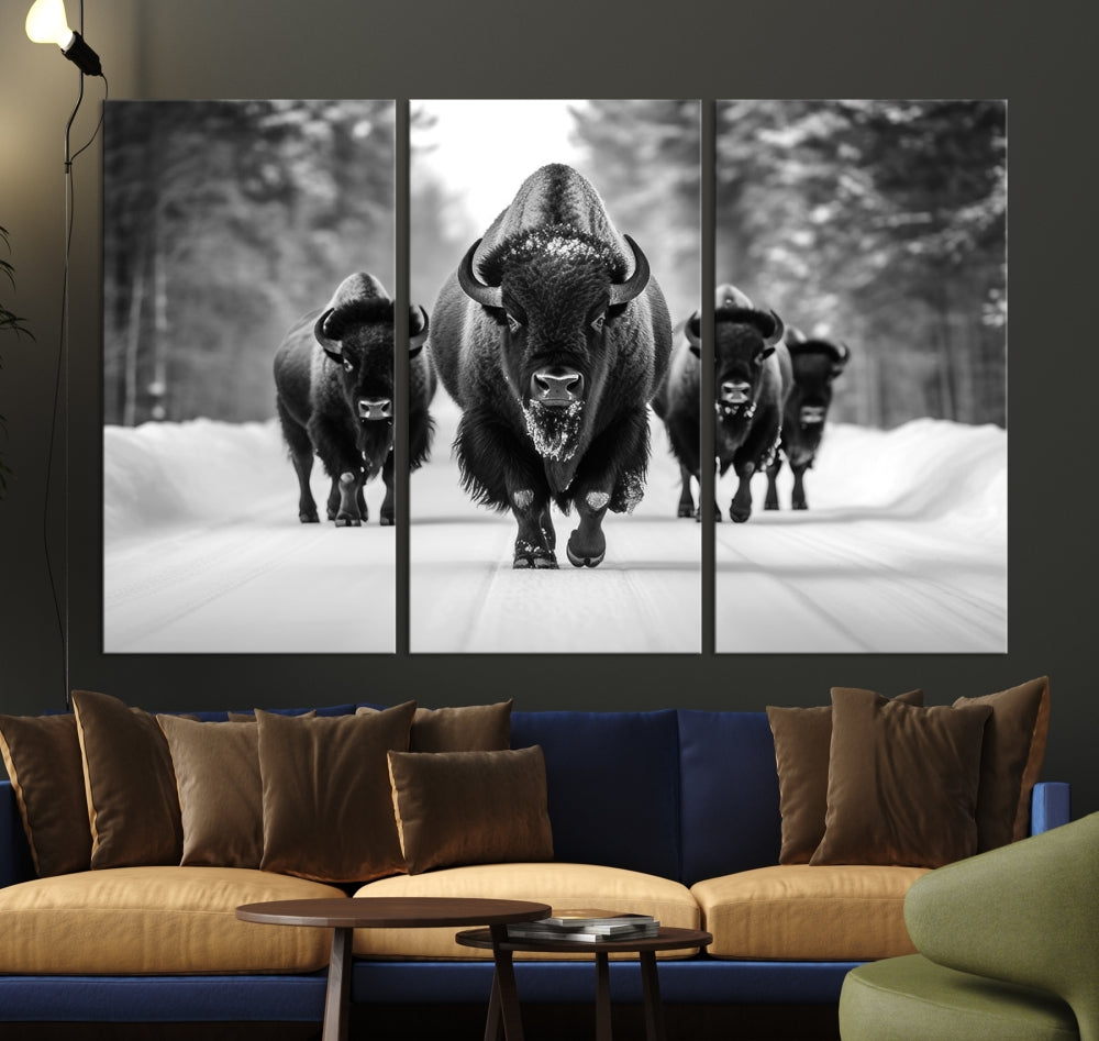 Bison Cow Canvas Wall Art Farmhouse Decor Buffalo Print Rustic Wall Decor Animals Painting Bison Wall Art