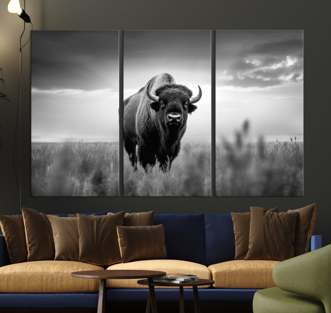 Cow Bighorn Wall Art Canvas Print, Longhorn Texas Large Cow Animal Canvas Print