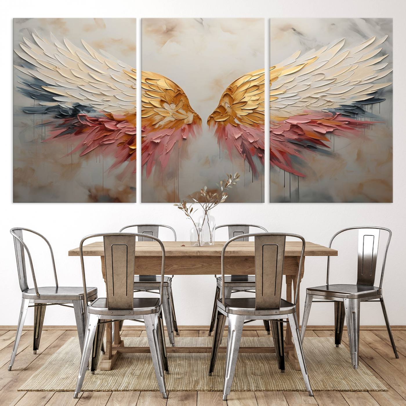 Oil Painting Style Abstract Angel Wing Wall Art Canvas Print