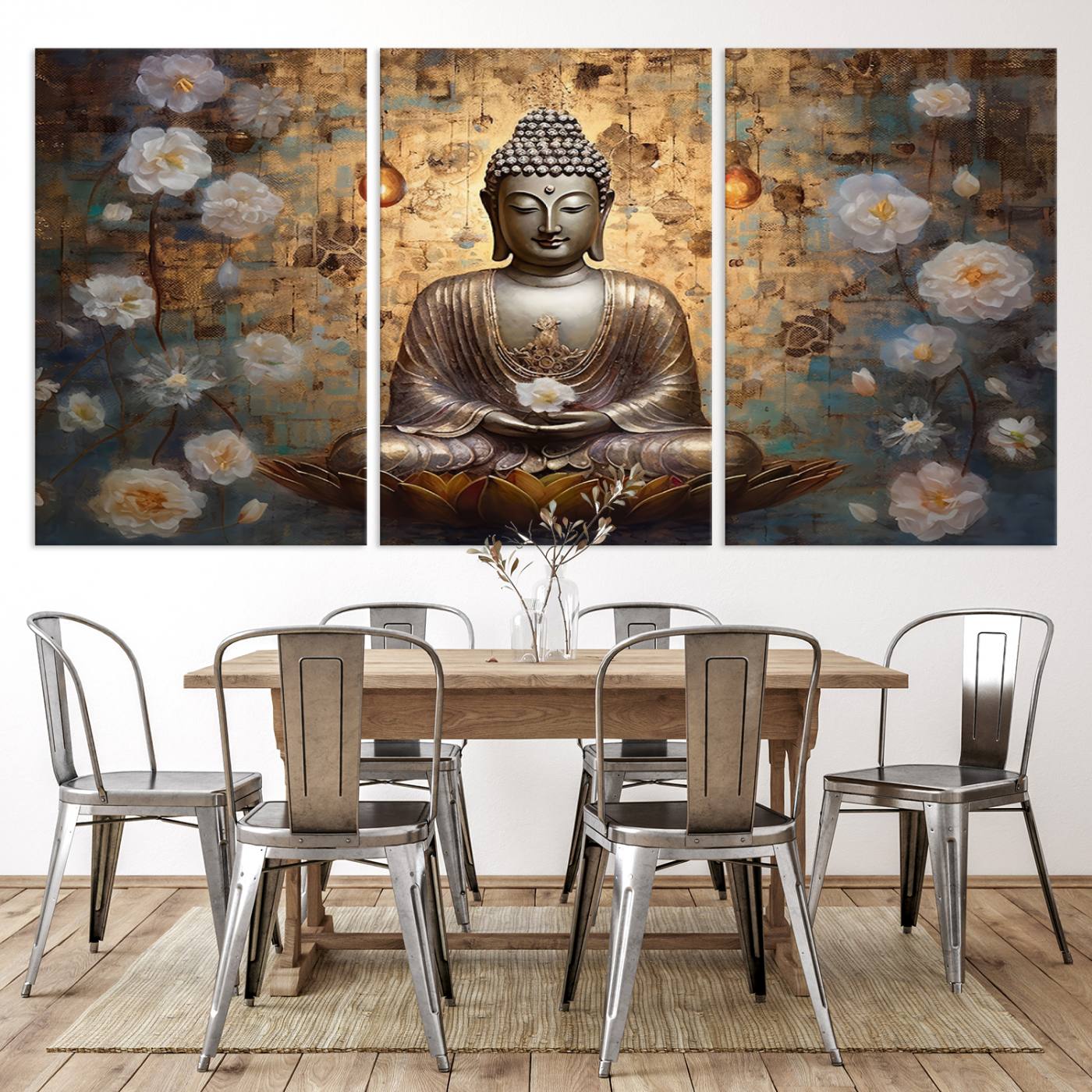 Buddha Wall Art Canvas Print, Hindu Buddha Meditation Room Decor