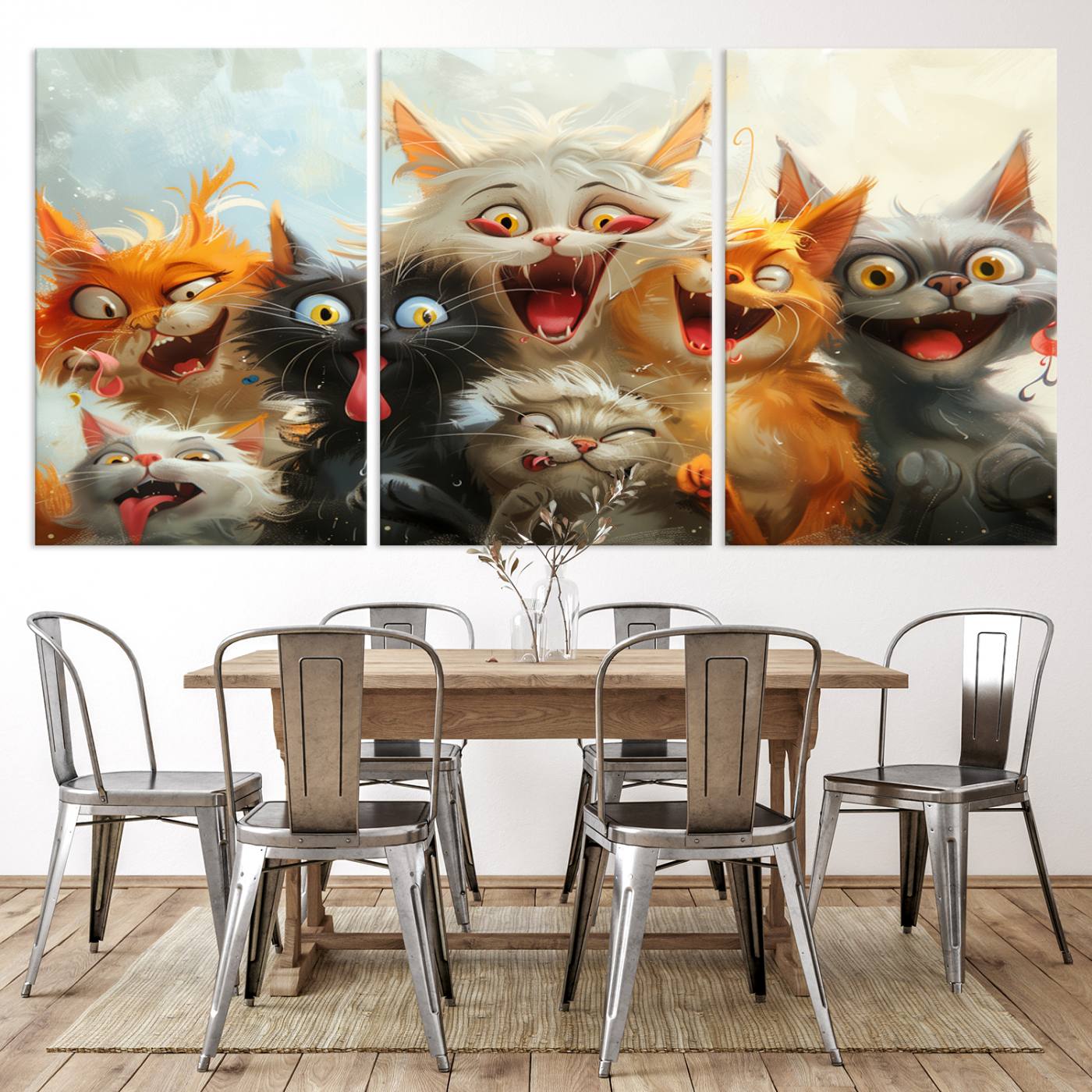 Pixar Cats Wall Art Canvas Print, Fanny Cat Wall Art Print, Comic Cartoon Cat Print