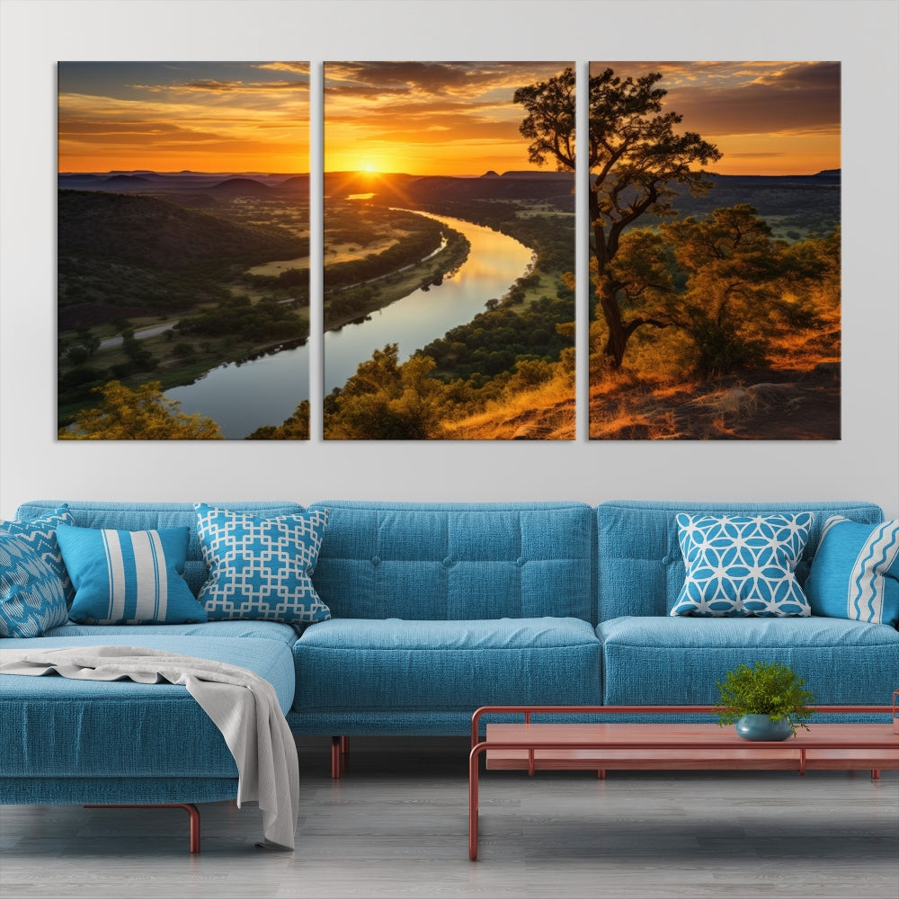 Large Sunset Print Set of Landscape Canvas Wall Art Nature Printed Art Home Decor