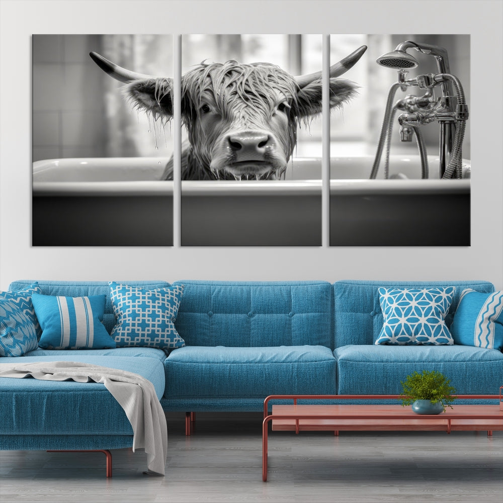 Piece Cow Canvas Print Highland Cow Animal Wall Art for Living Room, Cabin Wall Decor