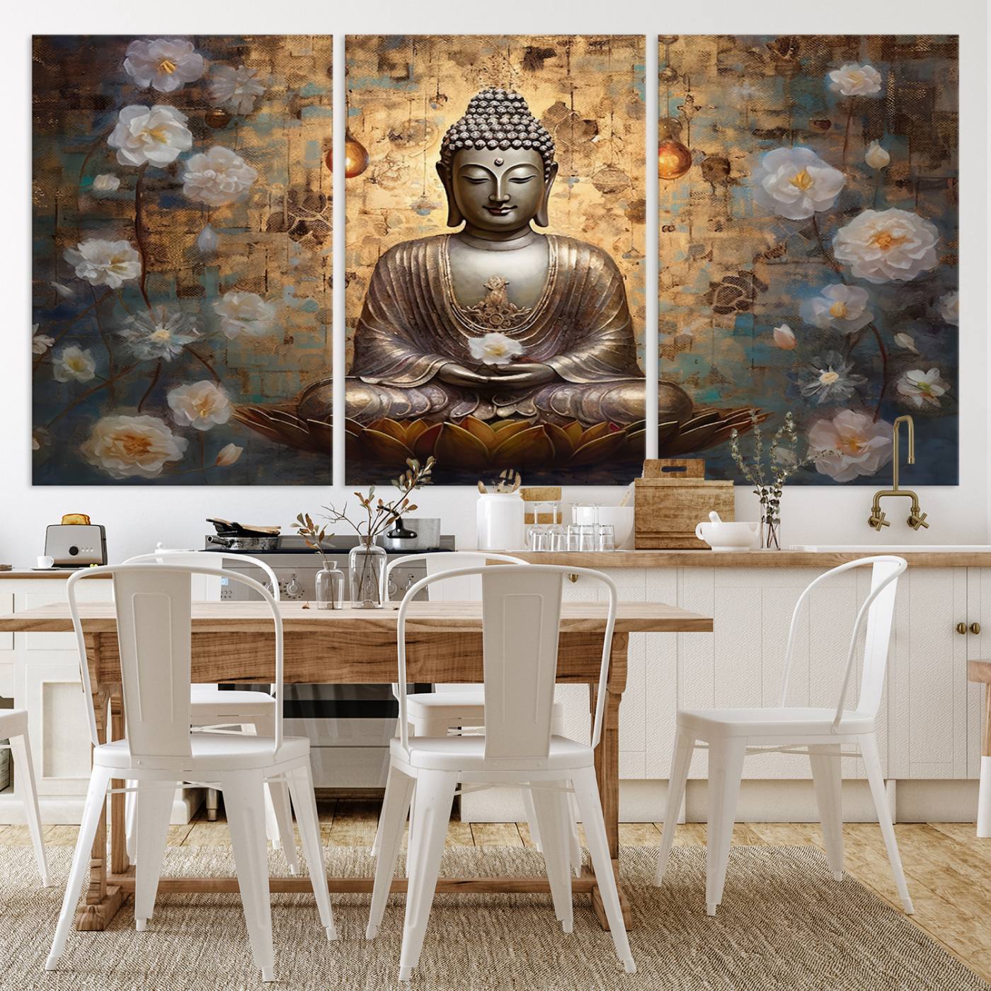 Buddha Wall Art Canvas Print, Hindu Buddha Meditation Room Decor