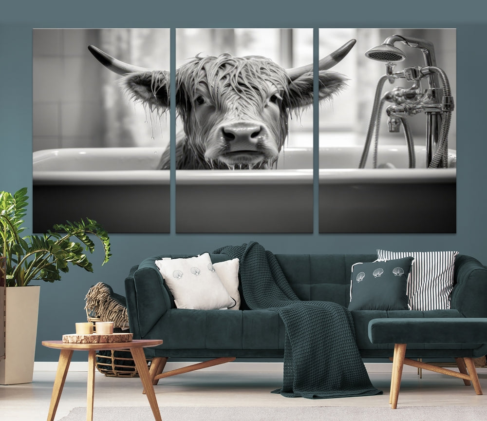 Piece Cow Canvas Print Highland Cow Animal Wall Art for Living Room, Cabin Wall Decor