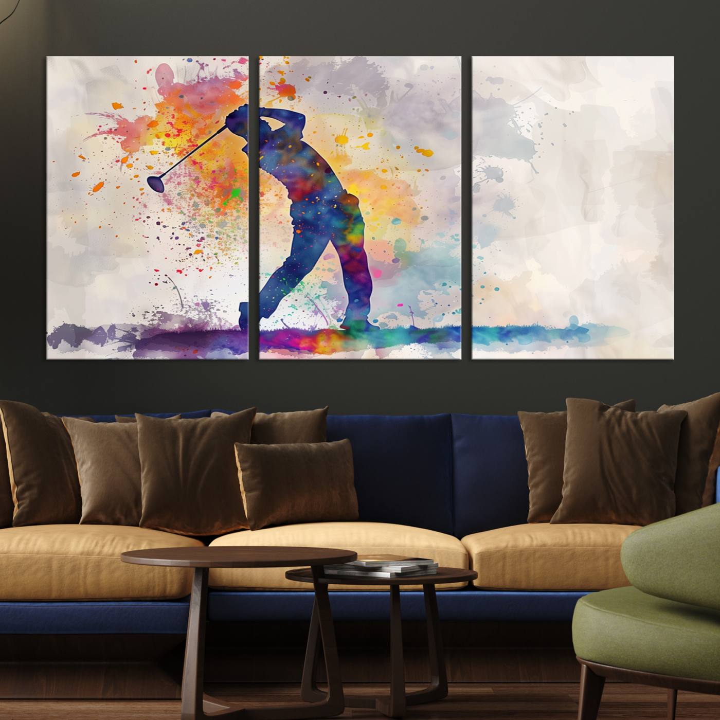 Wall Art Abstract Watercolor Golf Player Canvas Print