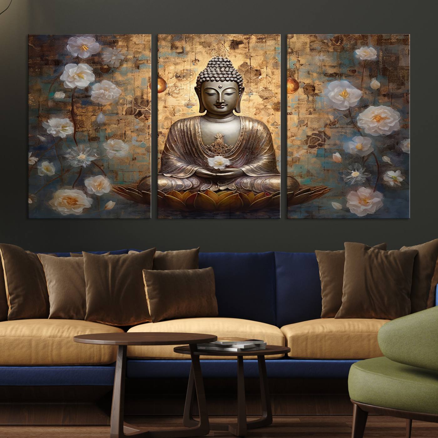 Buddha Wall Art Canvas Print, Hindu Buddha Meditation Room Decor