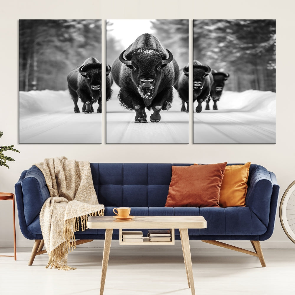 Bison Cow Canvas Wall Art Farmhouse Decor Buffalo Print Rustic Wall Decor Animals Painting Bison Wall Art