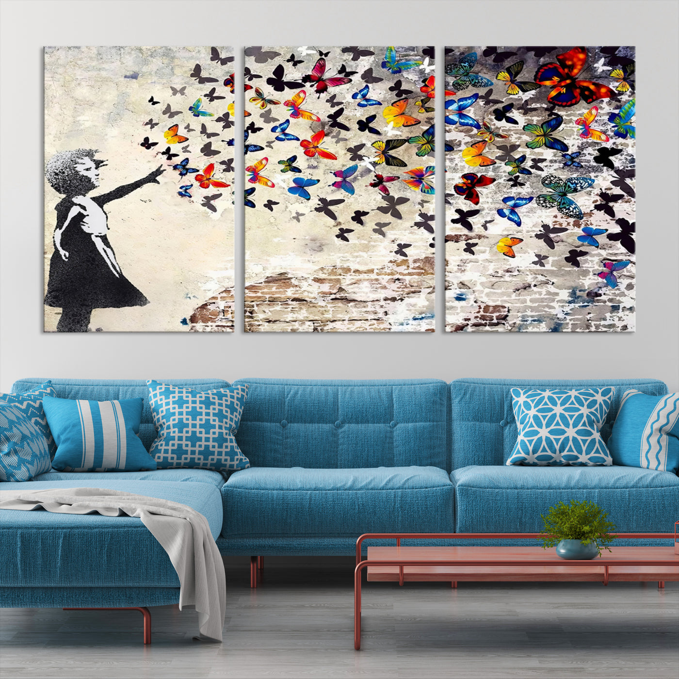 Banksy Girl Butterfly Street Artwork Wall Art Canvas Print