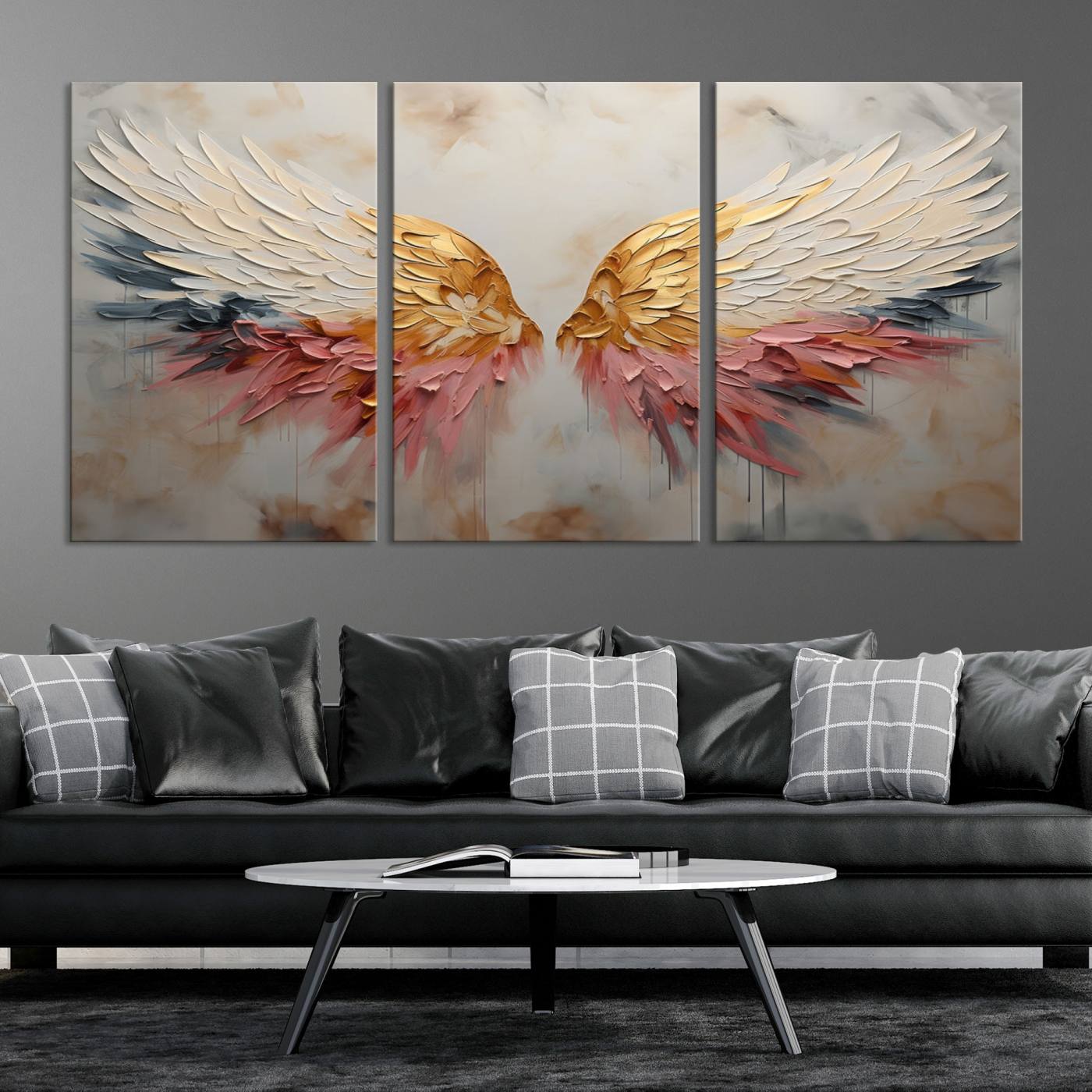 Oil Painting Style Abstract Angel Wing Wall Art Canvas Print