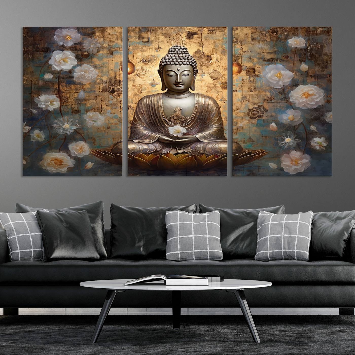 Buddha Wall Art Canvas Print, Hindu Buddha Meditation Room Decor