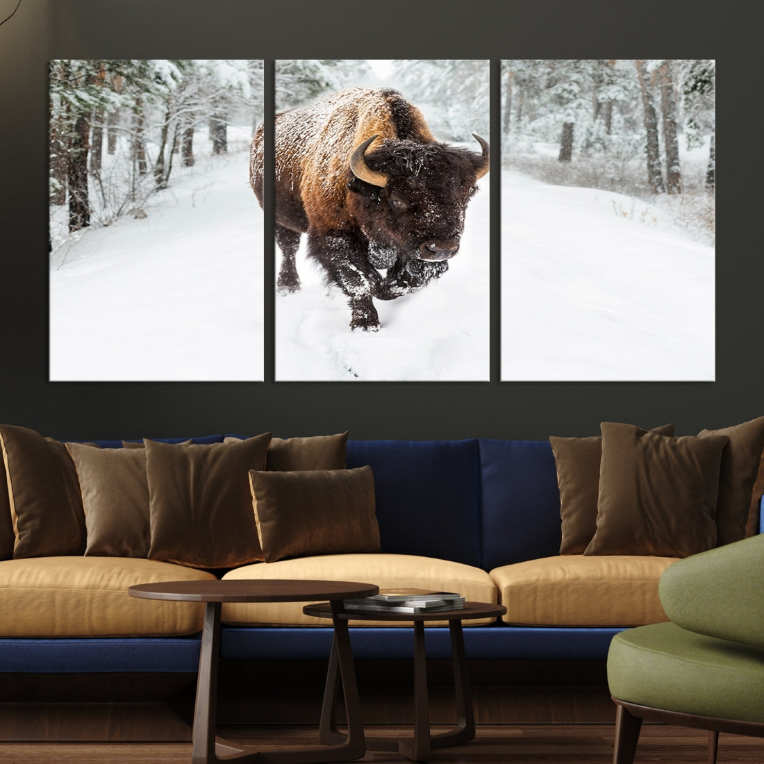 Bison Wall Art Canvas Print Winter