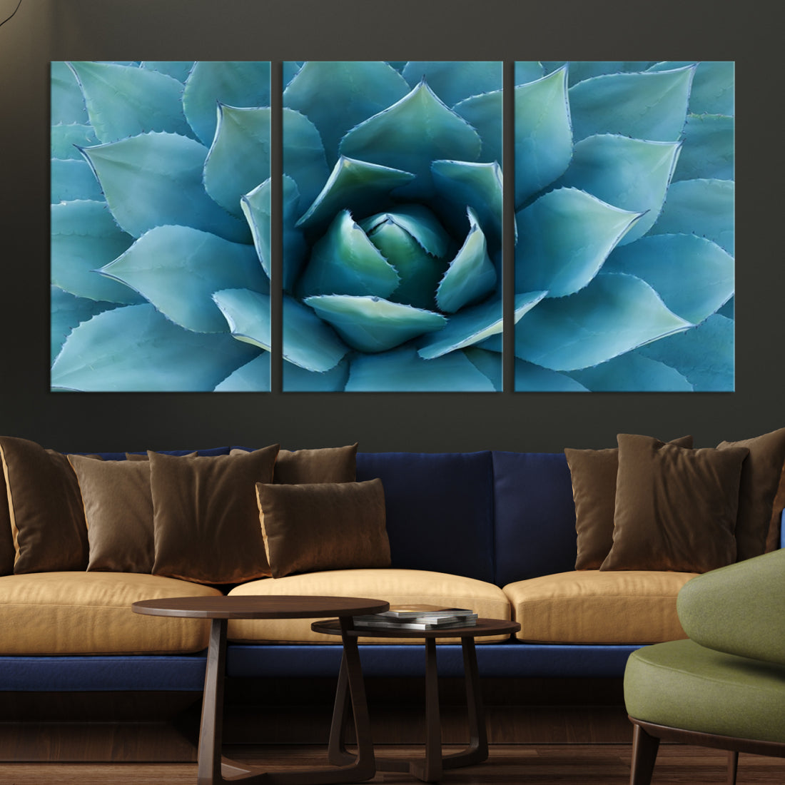 Large Wall Art Canvas Print - Blue Agave Flower Taken over It