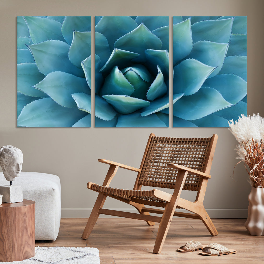 Large Wall Art Canvas Print - Blue Agave Flower Taken over It