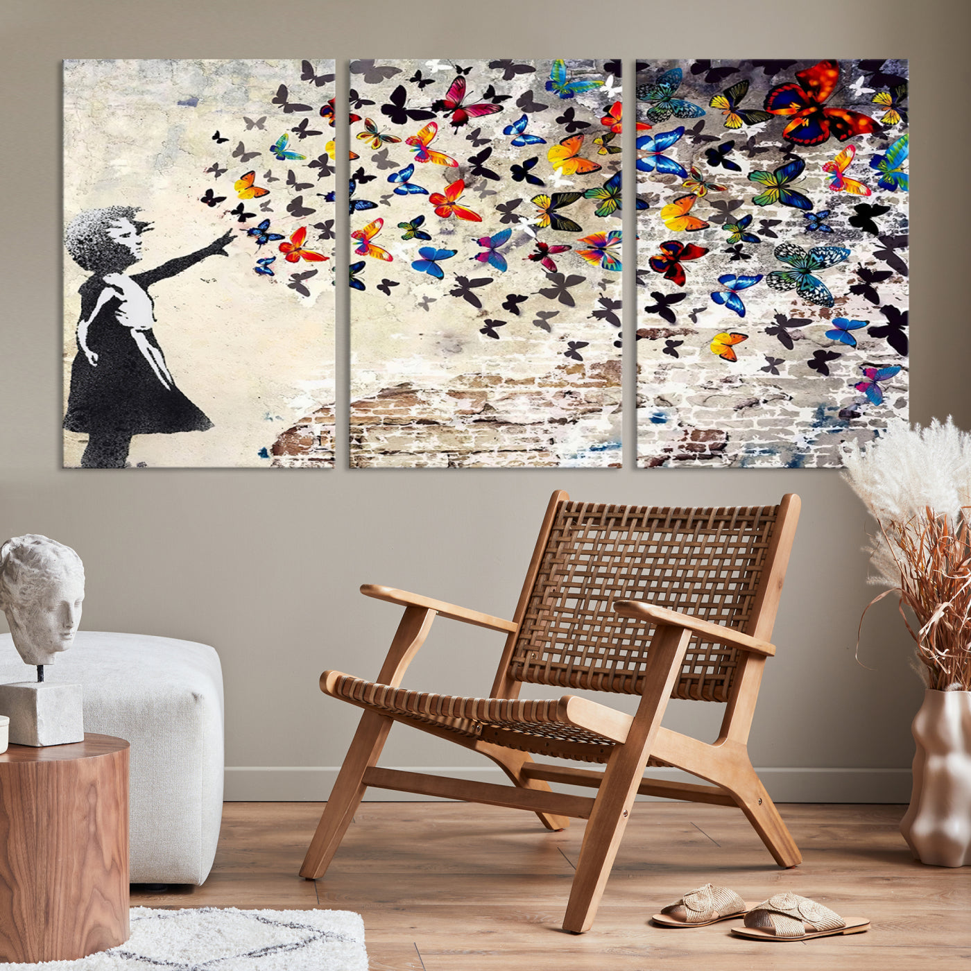 Banksy Girl Butterfly Street Artwork Wall Art Canvas Print