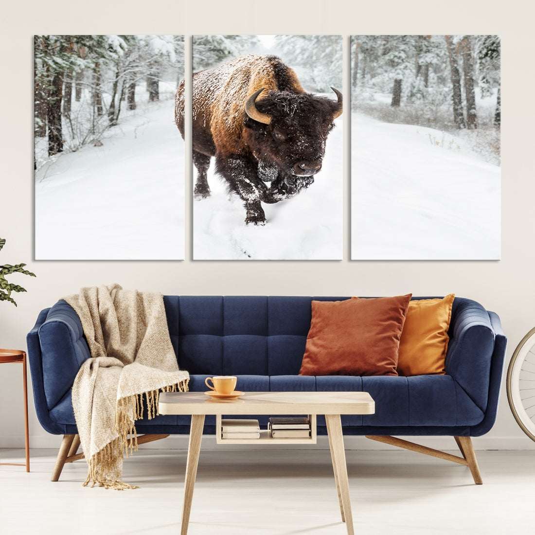 Bison Wall Art Canvas Print Winter