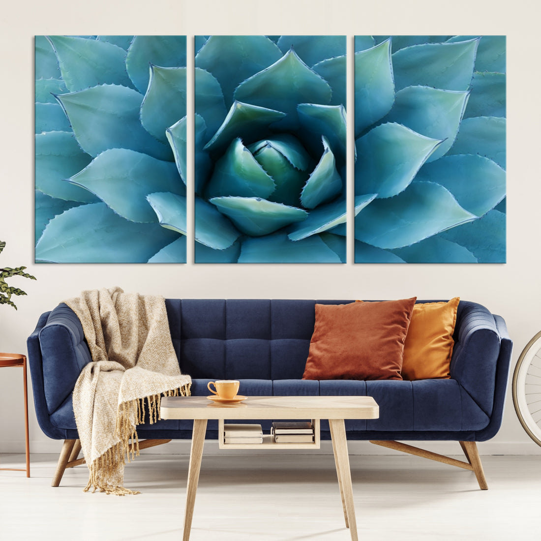 Large Wall Art Canvas Print - Blue Agave Flower Taken over It