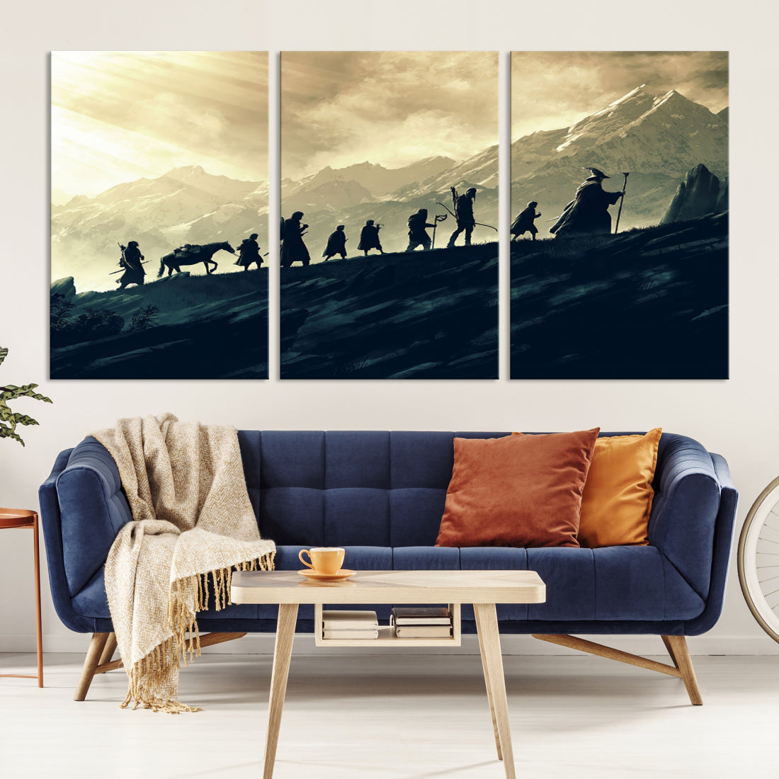 Fellowship of the Ring Wall Art Canvas Print, Framed set of 3 LOTR Print, Lord of the Rings Canvas Art