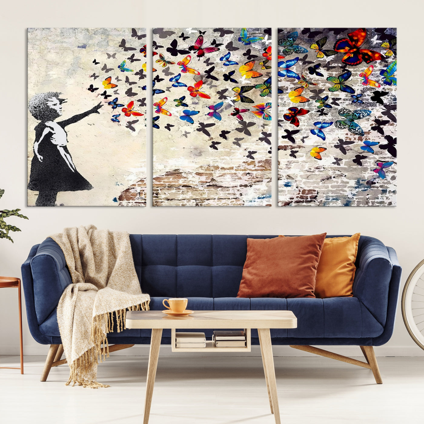 Banksy Girl Butterfly Street Artwork Wall Art Canvas Print