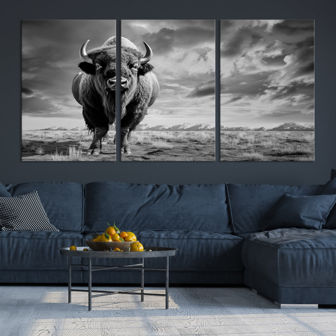 Cow Bighorn Wall Art Canvas Print, Longhorn Texas Large Cow Animal Canvas Print