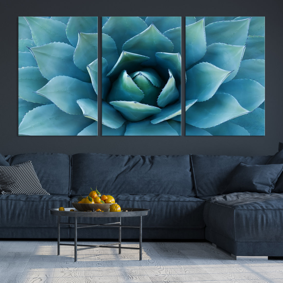 Large Wall Art Canvas Print - Blue Agave Flower Taken over It