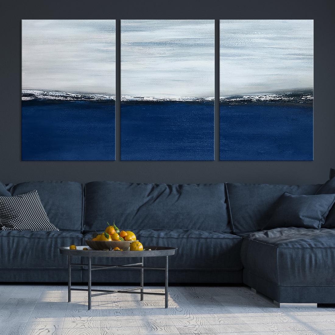 Navy Blue Abstract Wall Art Canvas Print