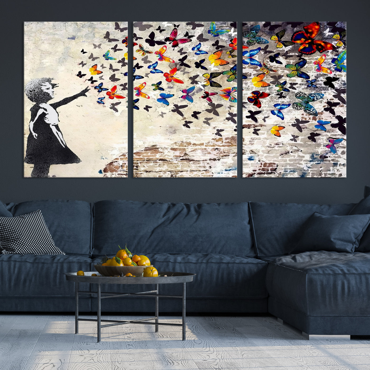 Banksy Girl Butterfly Street Artwork Wall Art Canvas Print