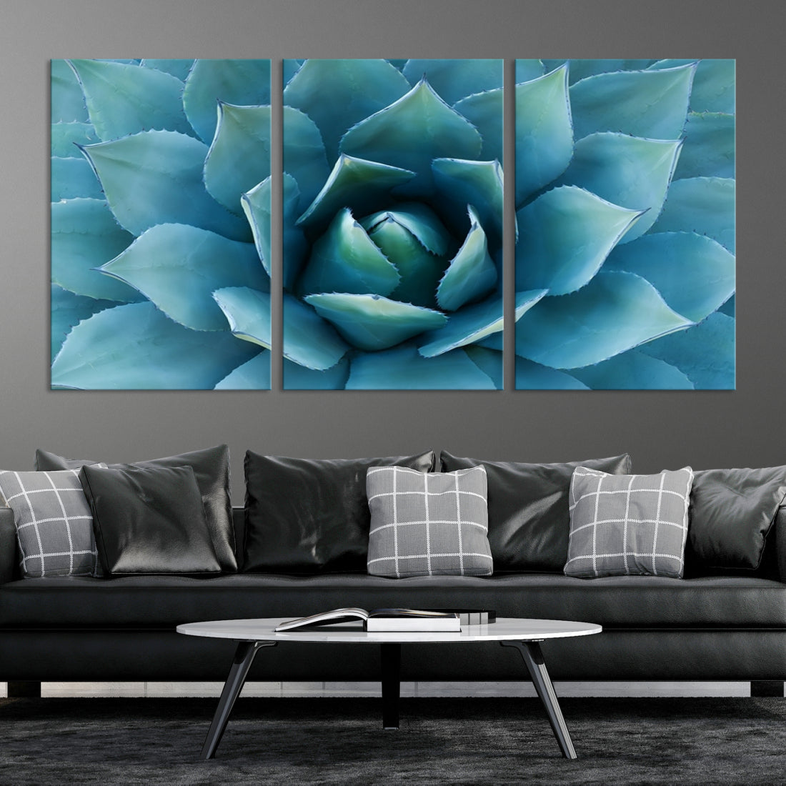 Large Wall Art Canvas Print - Blue Agave Flower Taken over It