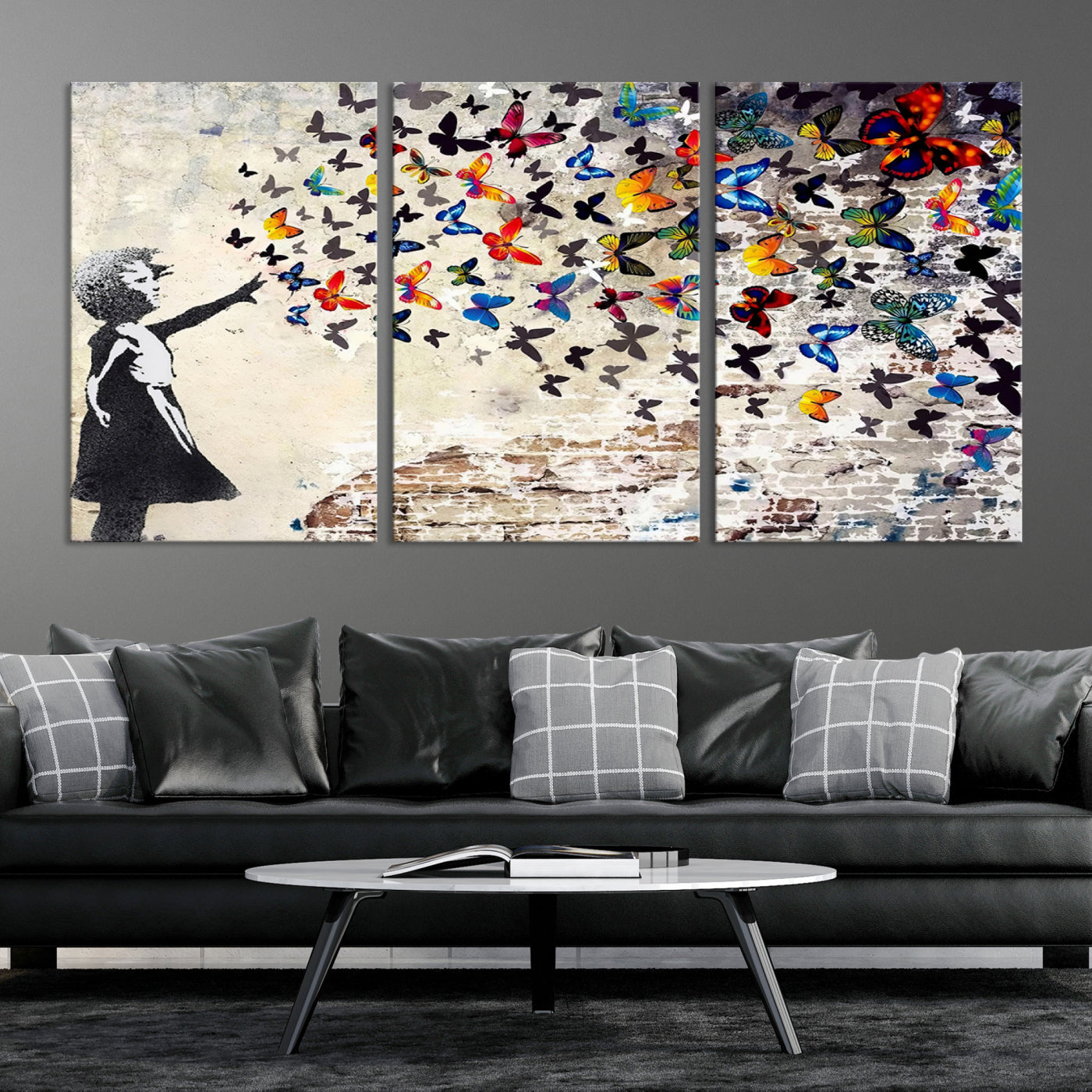 Banksy Girl Butterfly Street Artwork Wall Art Canvas Print