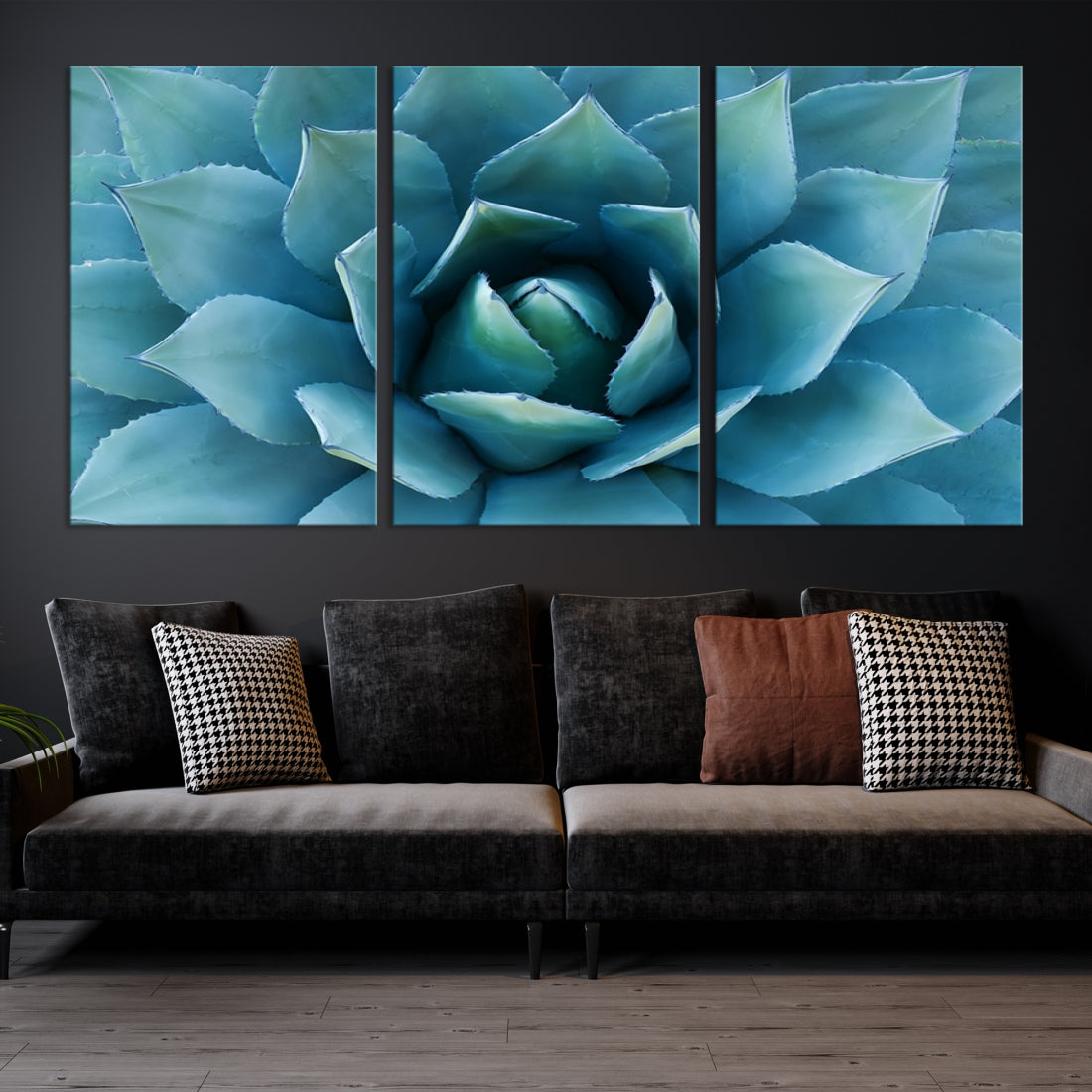 Large Wall Art Canvas Print - Blue Agave Flower Taken over It