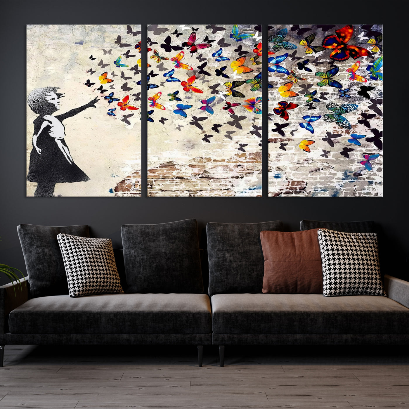 Banksy Girl Butterfly Street Artwork Wall Art Canvas Print