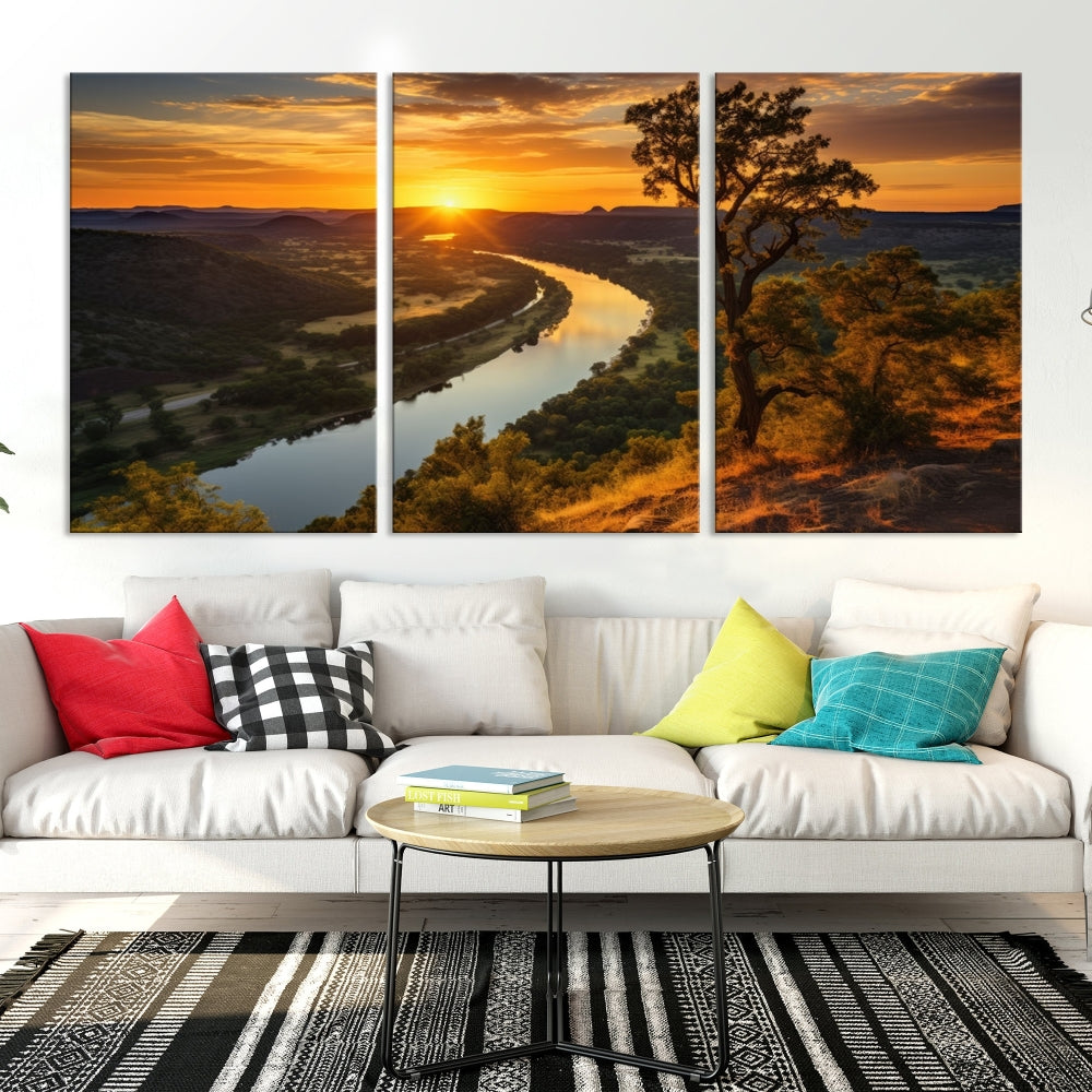 Large Sunset Print Set of Landscape Canvas Wall Art Nature Printed Art Home Decor