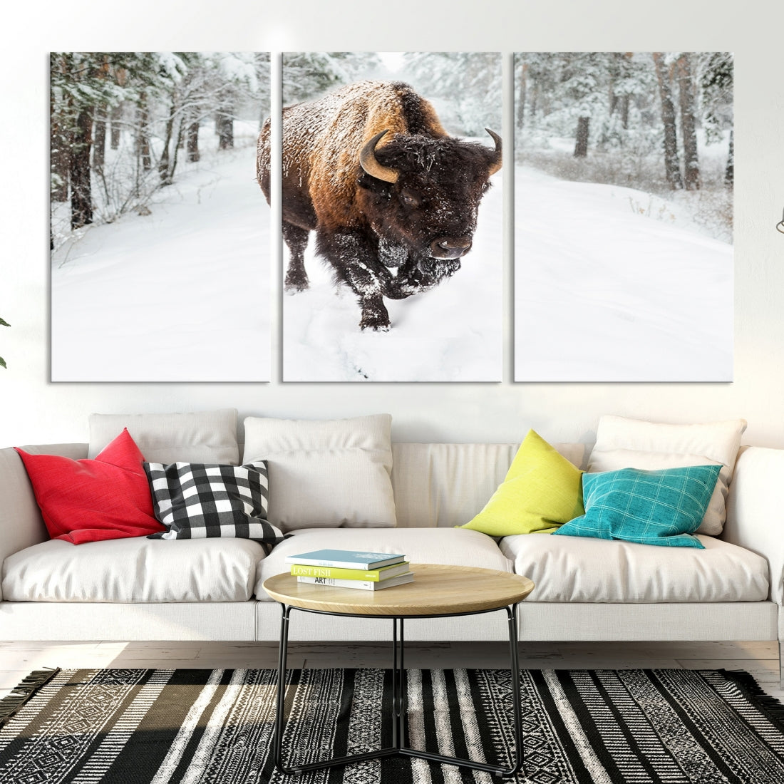 Bison Wall Art Canvas Print Winter