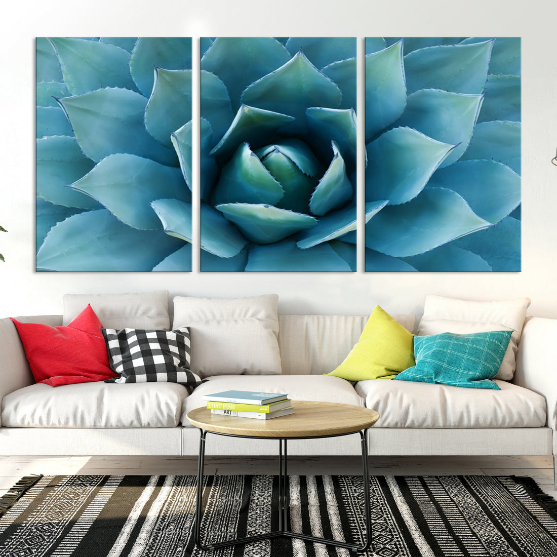 Large Wall Art Canvas Print - Blue Agave Flower Taken over It