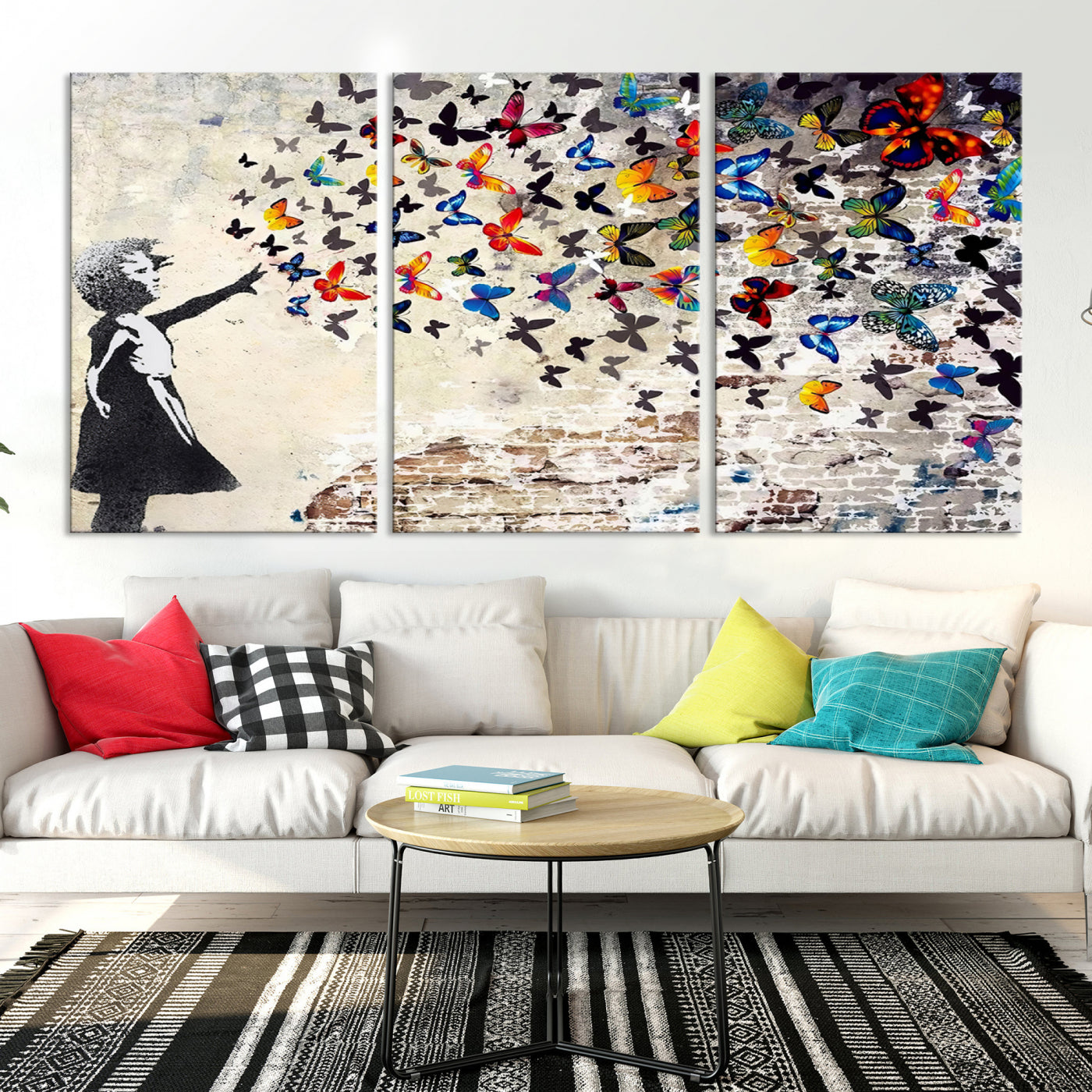 Banksy Girl Butterfly Street Artwork Wall Art Canvas Print