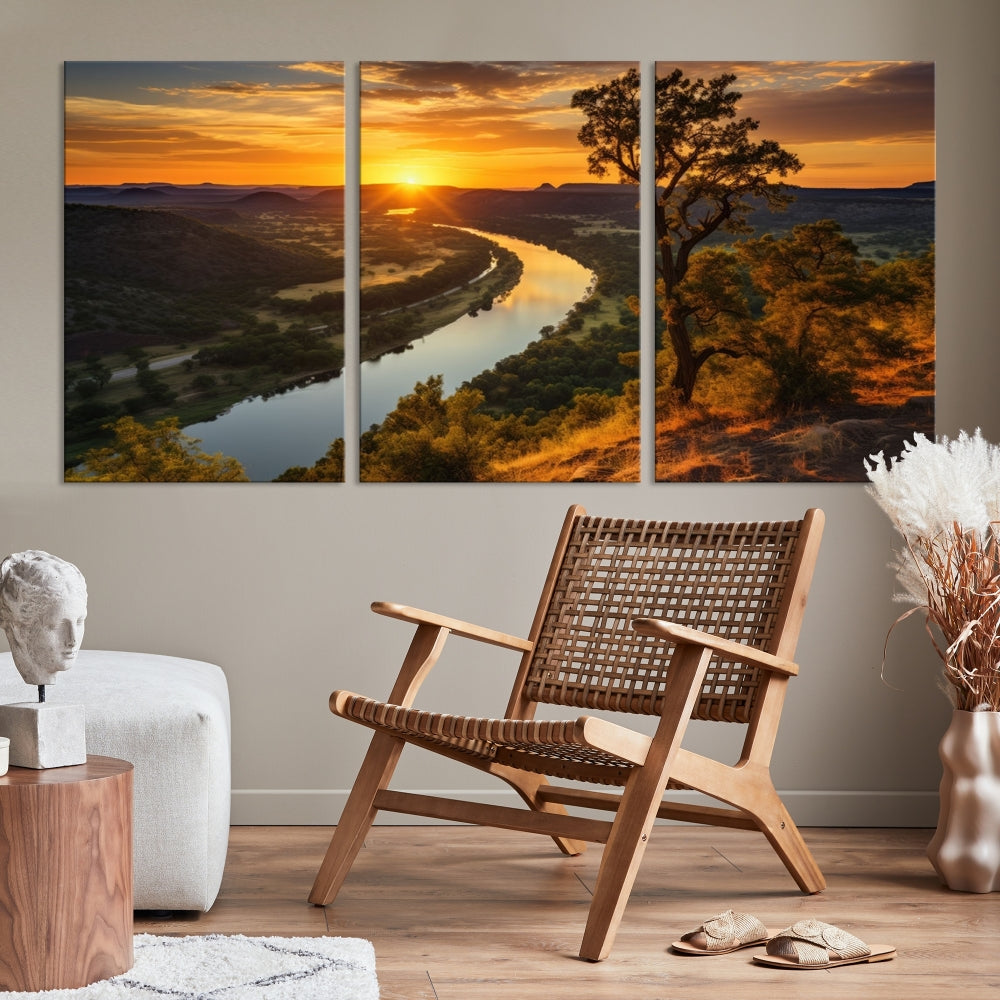 Large Sunset Print Set of Landscape Canvas Wall Art Nature Printed Art Home Decor