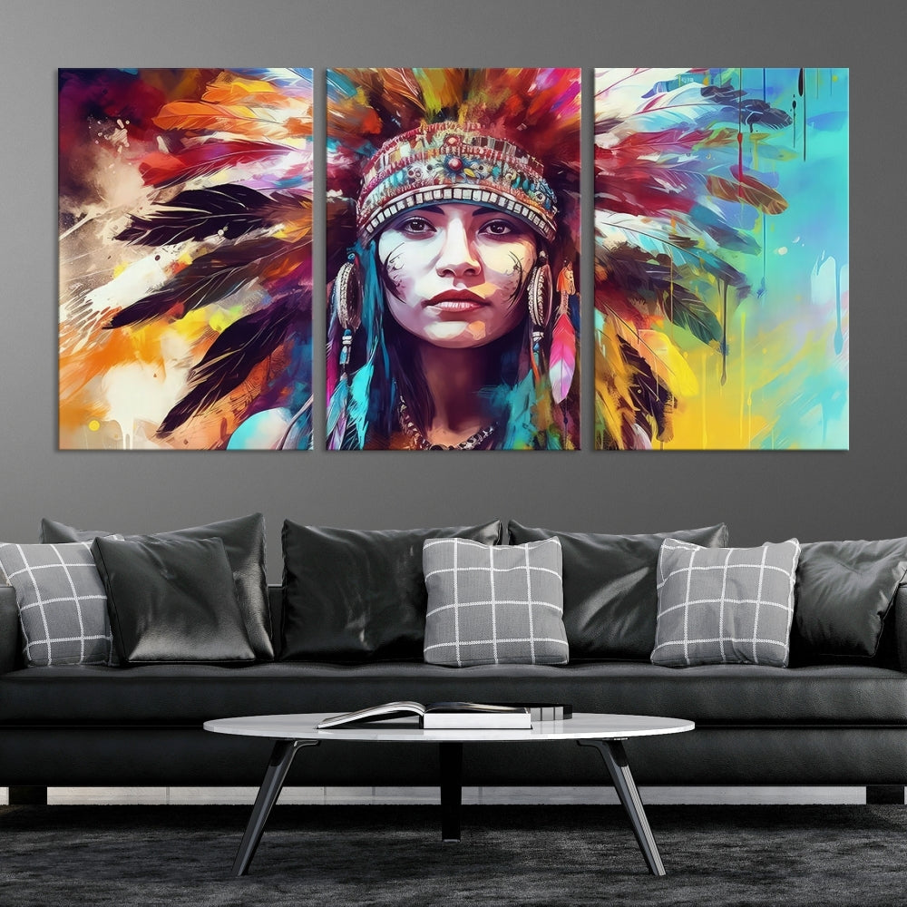 Extra Large Native American Wall Art Canvas Print Indian Artwork for Wall