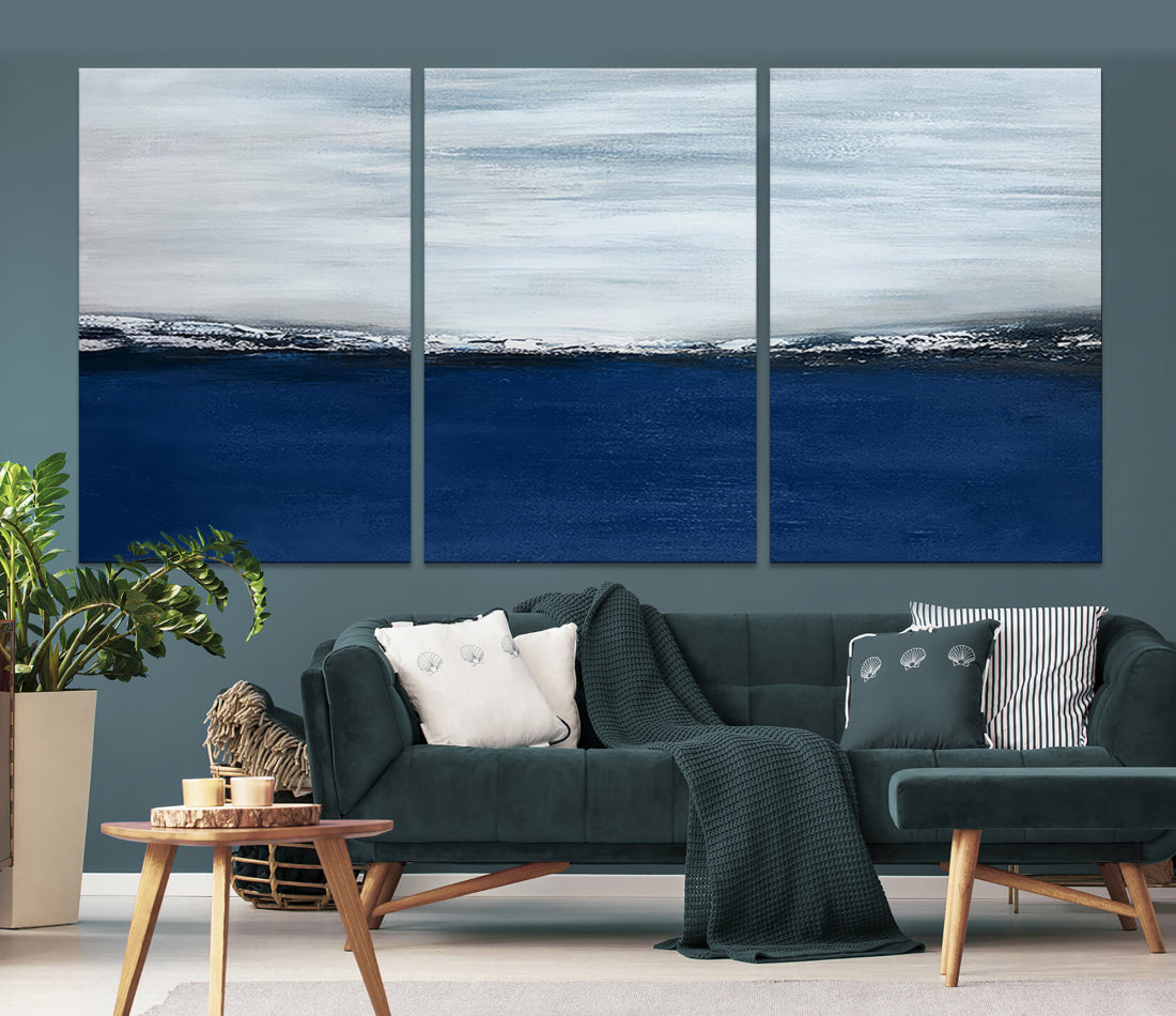 Navy Blue Abstract Wall Art Canvas Print