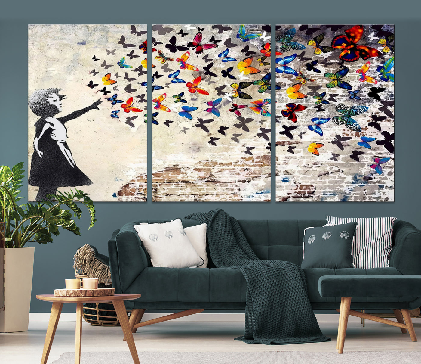 Banksy Girl Butterfly Street Artwork Wall Art Canvas Print