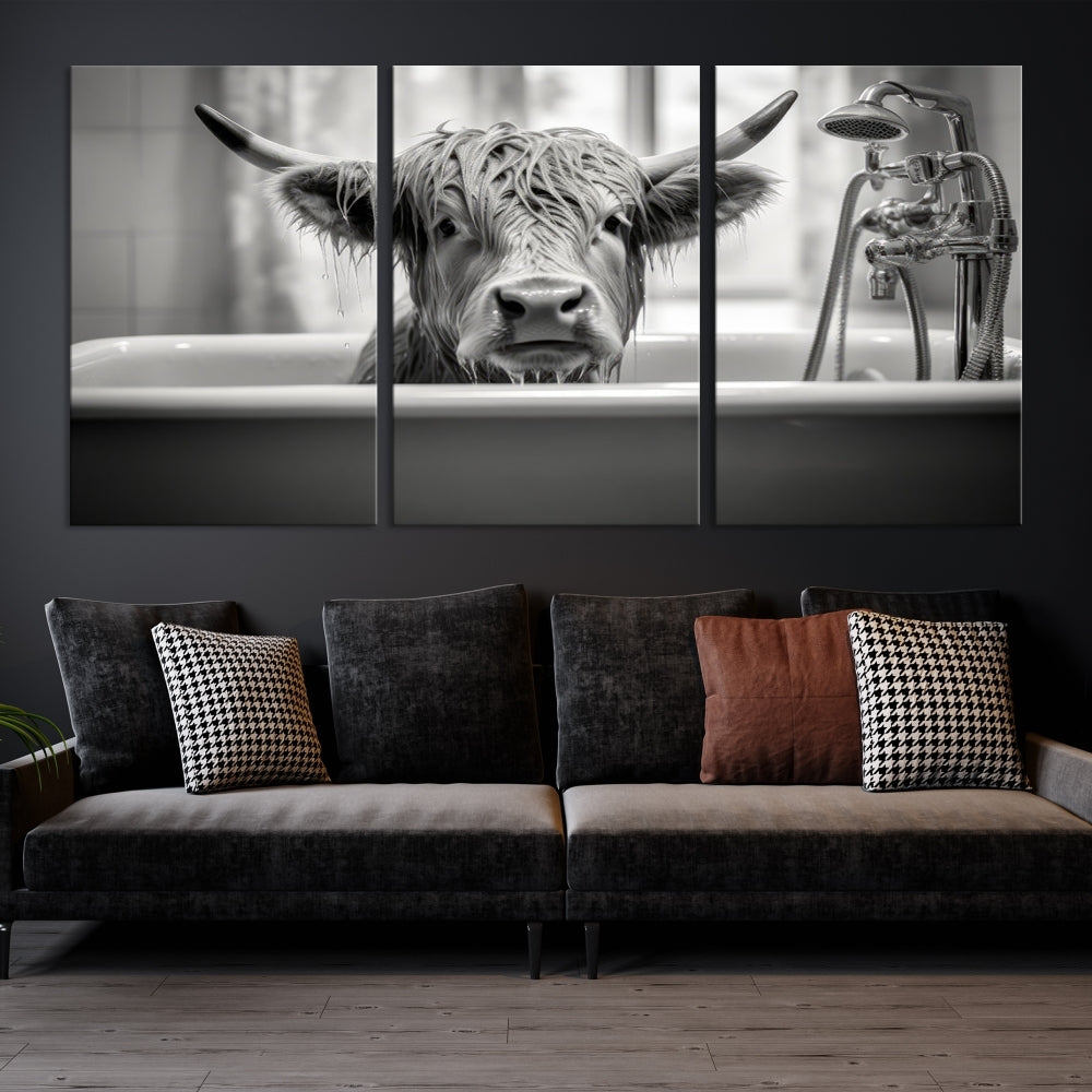 Piece Cow Canvas Print Highland Cow Animal Wall Art for Living Room, Cabin Wall Decor