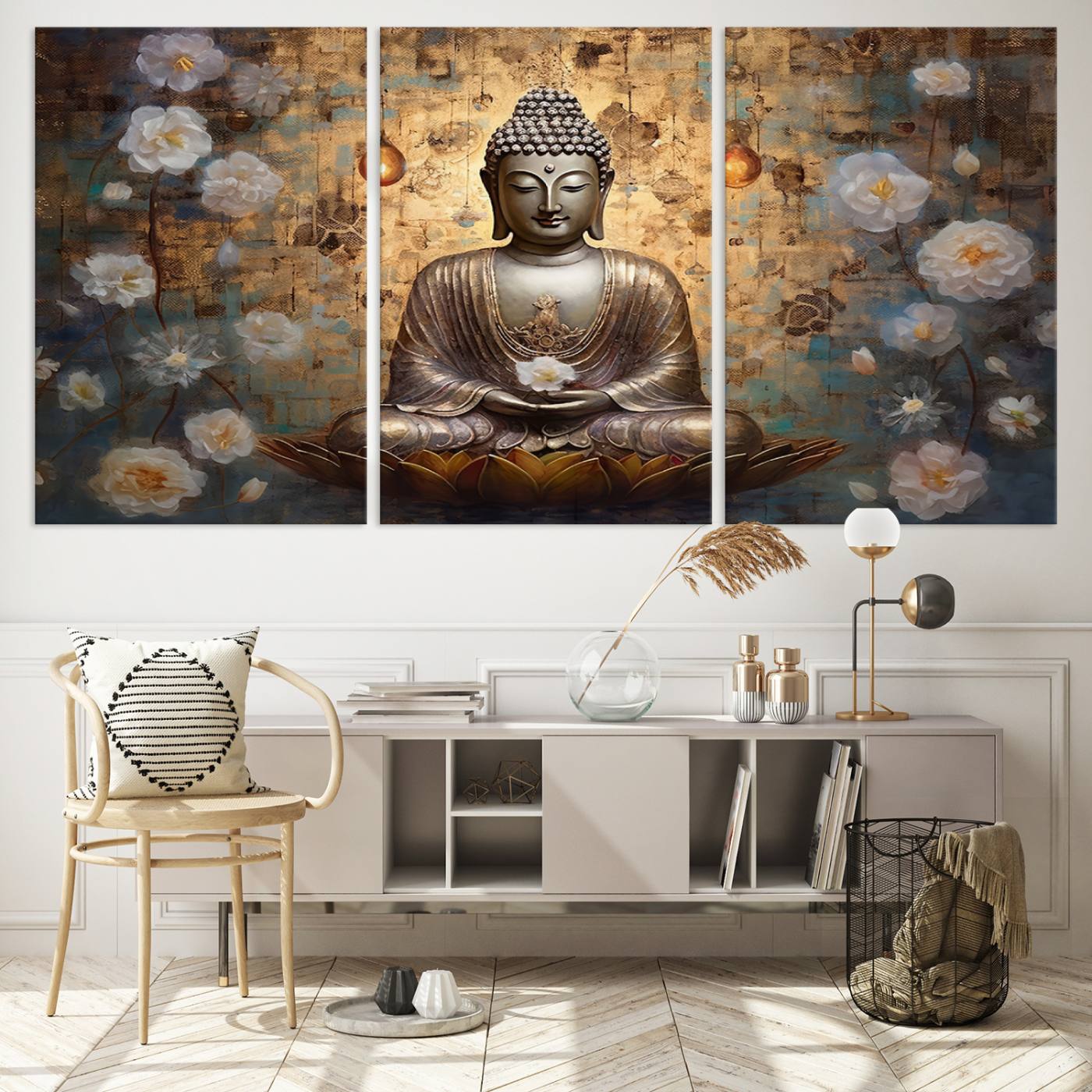 Buddha Wall Art Canvas Print, Hindu Buddha Meditation Room Decor