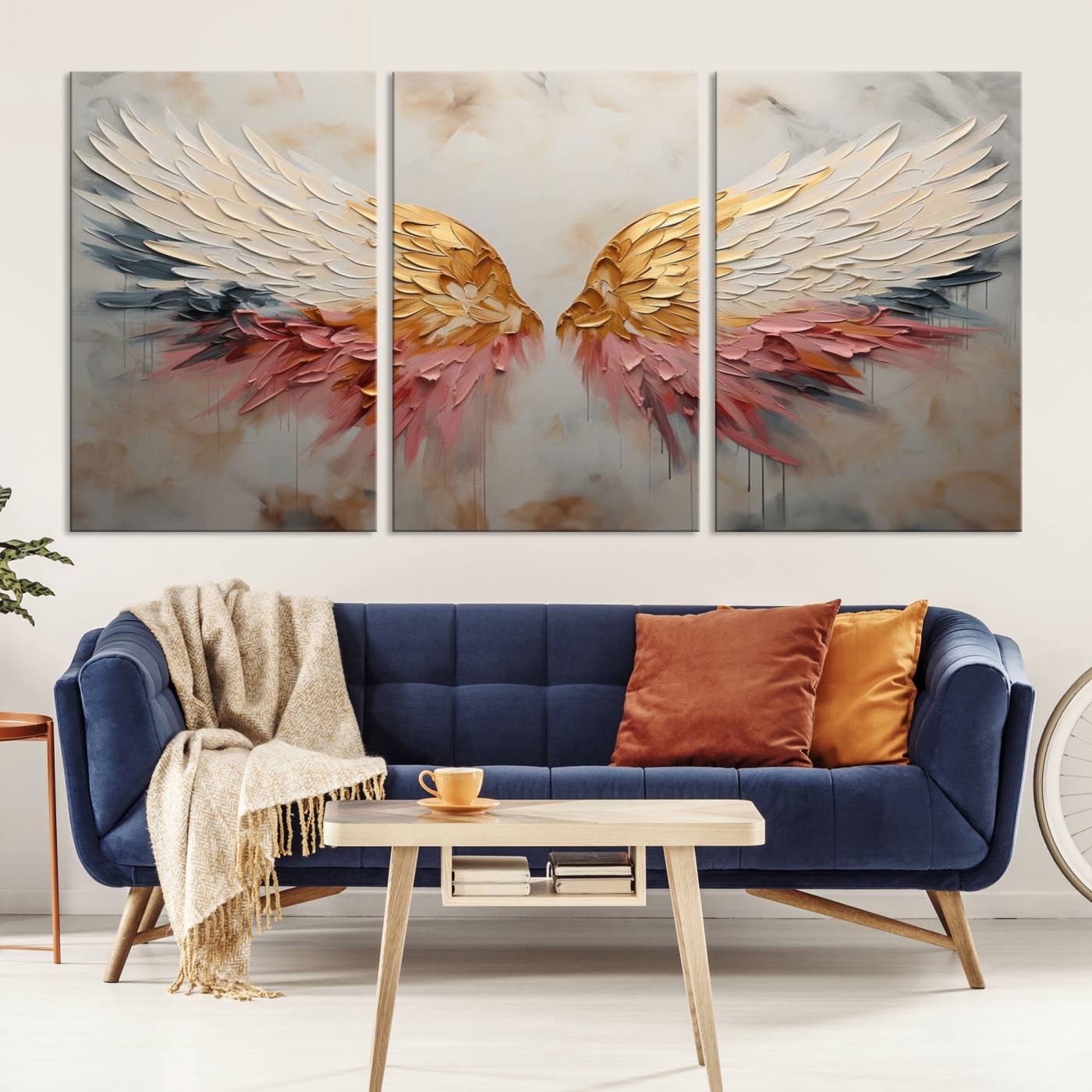 Oil Painting Style Abstract Angel Wing Wall Art Canvas Print