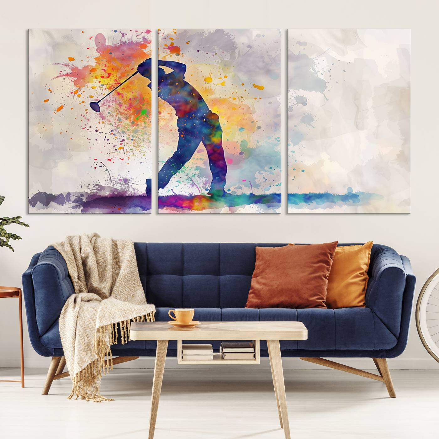 Wall Art Abstract Watercolor Golf Player Canvas Print