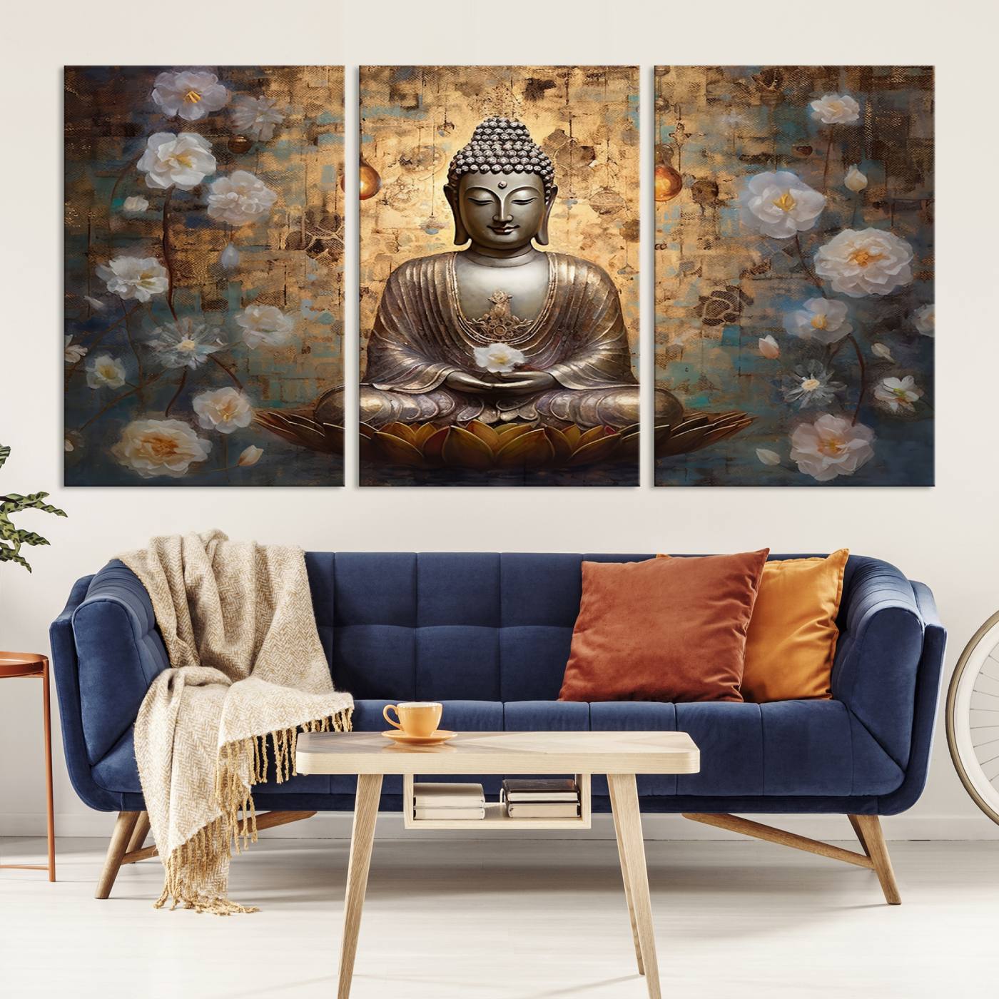 Buddha Wall Art Canvas Print, Hindu Buddha Meditation Room Decor